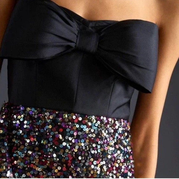 Anthropologie NWT Sequined Bow-Tie Mini Dress Size 14W. - Picture 5 of 13